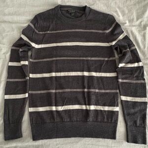 Banana Republic Gray and Cream Crewneck Sweater Merino Wool
